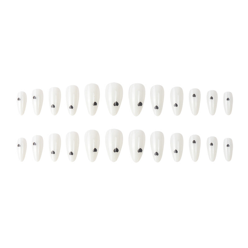 Wholesale Valentine's Day White Black Little Heart Drops Almond Nail Manicure Patch